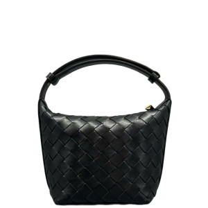 Bottega Veneta Mini Wallace Calfskin Intrecciato Black