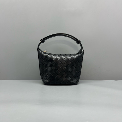 Bottega Veneta Mini Wallace Calfskin Intrecciato Black Bottega Veneta Mini Wallace Calfskin Intrecciato Black