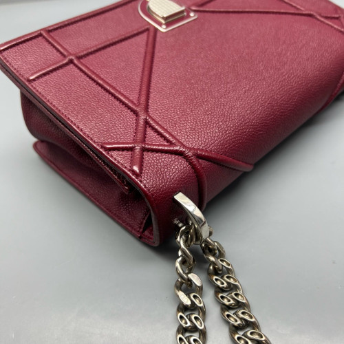 Dior Medium Diorama Grained Calfskin Burgundy