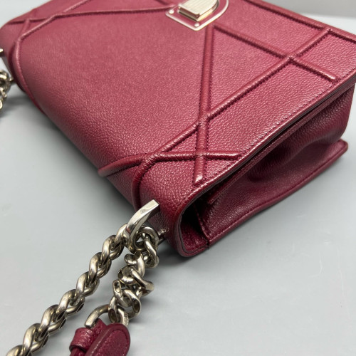 Dior Medium Diorama Grained Calfskin Burgundy