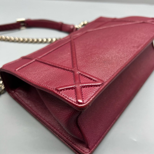 Dior Medium Diorama Grained Calfskin Burgundy