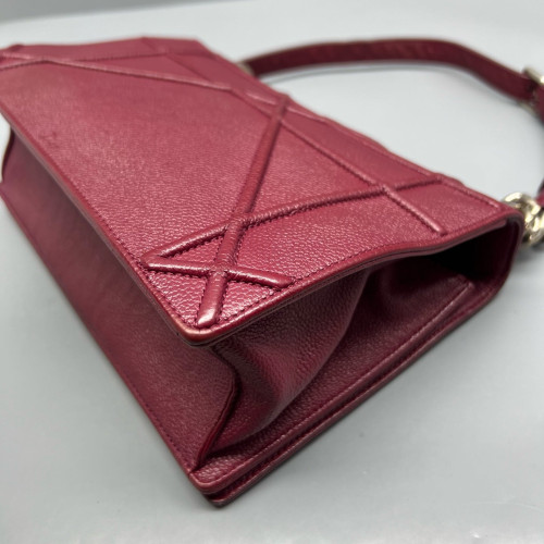 Dior Medium Diorama Grained Calfskin Burgundy