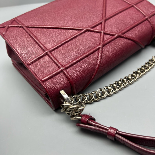Dior Medium Diorama Grained Calfskin Burgundy