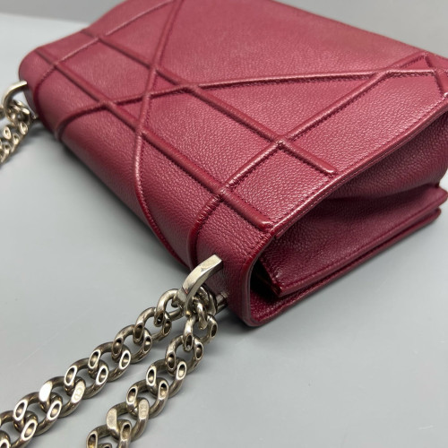 Dior Medium Diorama Grained Calfskin Burgundy