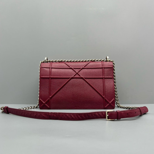 Dior Medium Diorama Grained Calfskin Burgundy
