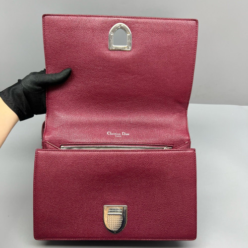 Dior Medium Diorama Grained Calfskin Burgundy
