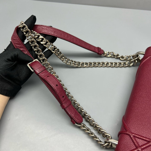 Dior Medium Diorama Grained Calfskin Burgundy