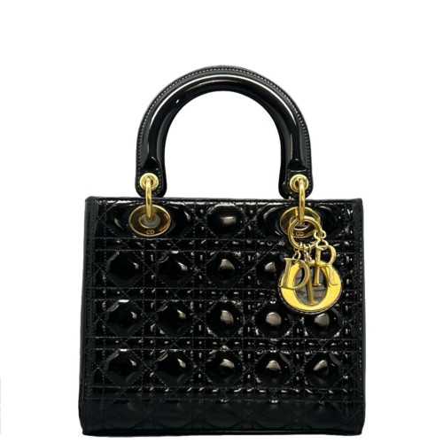 Dior Medium Lady Dior Patent Calfskin Black