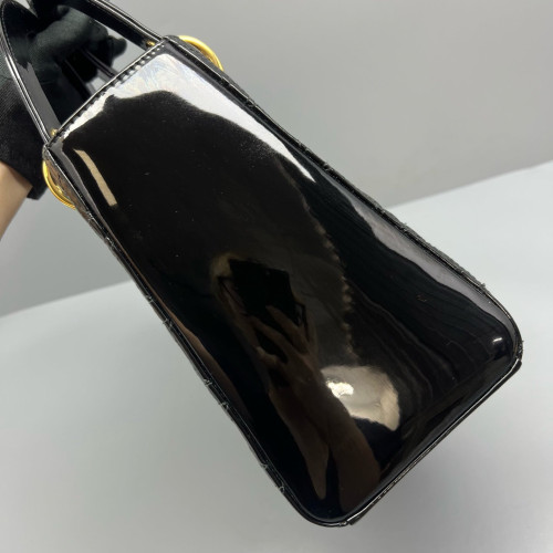 Dior Medium Lady Dior Patent Calfskin Black