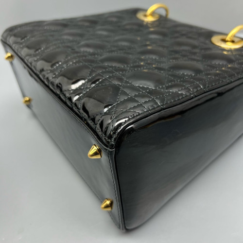 Dior Medium Lady Dior Patent Calfskin Black