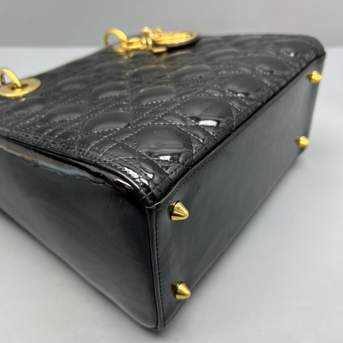 Dior Medium Lady Dior Patent Calfskin Black