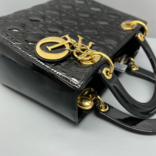 Dior Medium Lady Dior Patent Calfskin Black