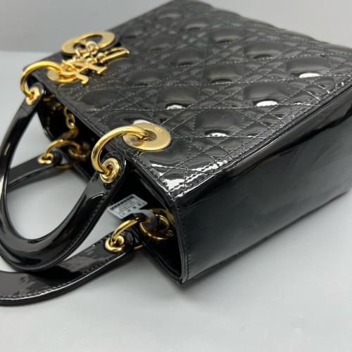 Dior Medium Lady Dior Patent Calfskin Black