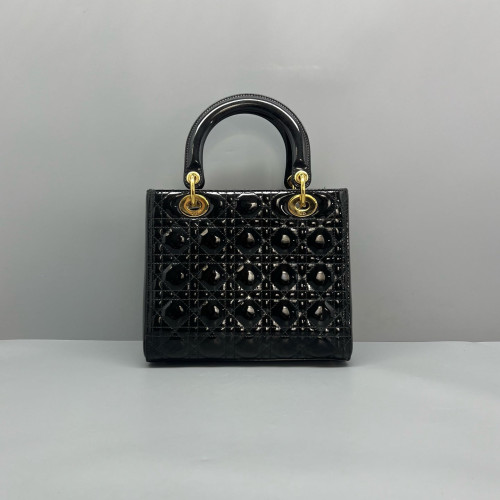 Dior Medium Lady Dior Patent Calfskin Black