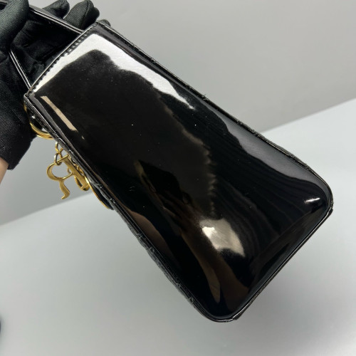Dior Medium Lady Dior Patent Calfskin Black