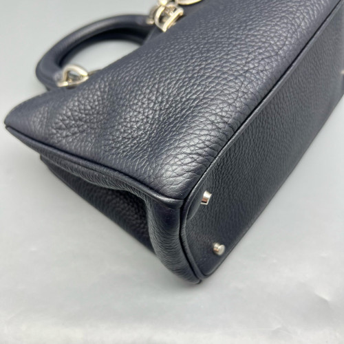 Dior Small Diorissimo Tote Grained Calfskin Dark Blue
