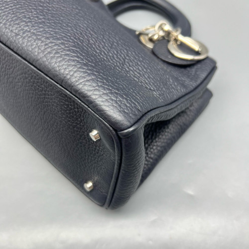 Dior Small Diorissimo Tote Grained Calfskin Dark Blue