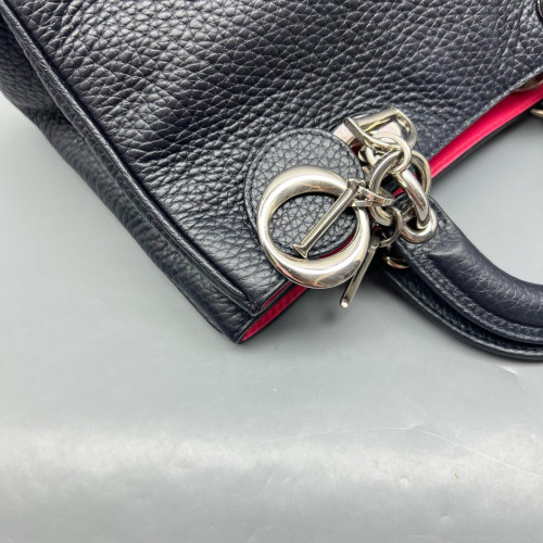 Dior Small Diorissimo Tote Grained Calfskin Dark Blue