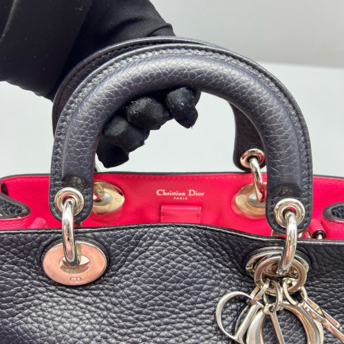 Dior Small Diorissimo Tote Grained Calfskin Dark Blue