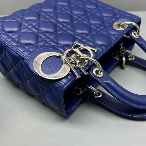 Dior Medium Lady Dior Calfskin Royal Blue