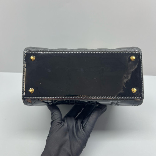 Dior Medium Lady Dior Patent Calfskin Black