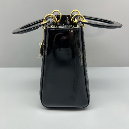 Dior Medium Lady Dior Patent Calfskin Black