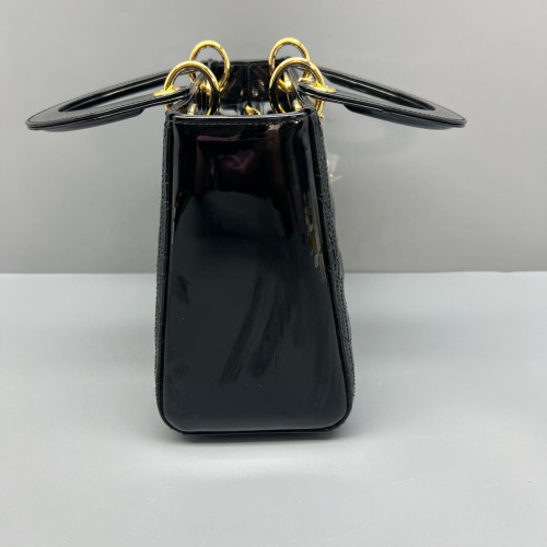 Dior Medium Lady Dior Patent Calfskin Black