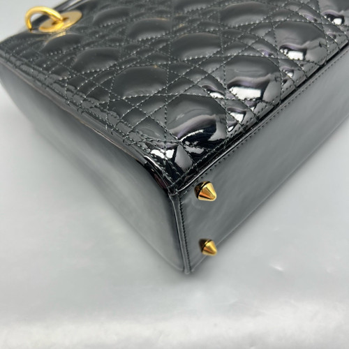 Dior Medium Lady Dior Patent Calfskin Black