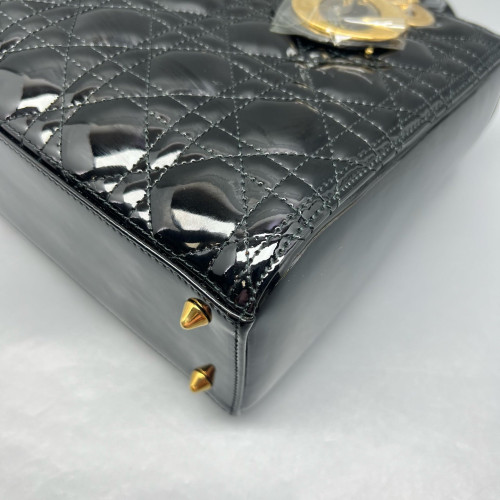 Dior Medium Lady Dior Patent Calfskin Black