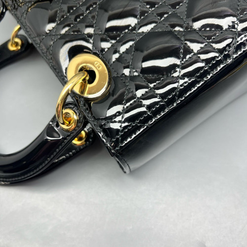 Dior Medium Lady Dior Patent Calfskin Black