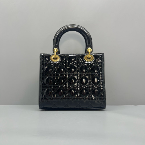 Dior Medium Lady Dior Patent Calfskin Black