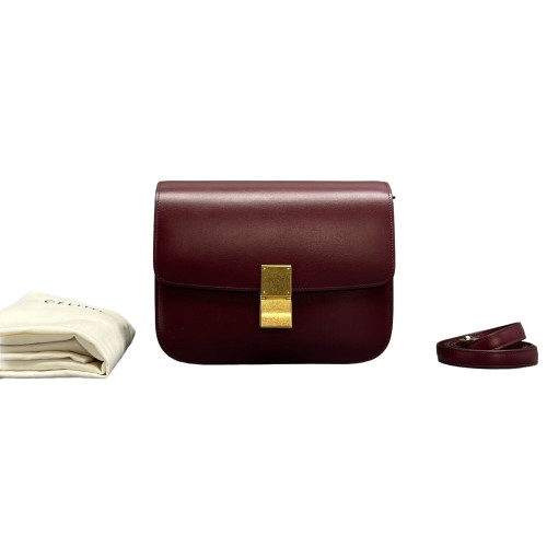 Celine Medium Classic Box Calfskin Burgundy