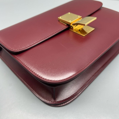 Celine Medium Classic Box Calfskin Burgundy
