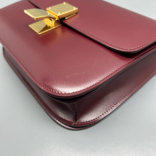 Celine Medium Classic Box Calfskin Burgundy
