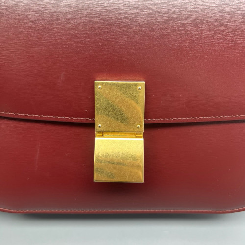Celine Medium Classic Box Calfskin Burgundy