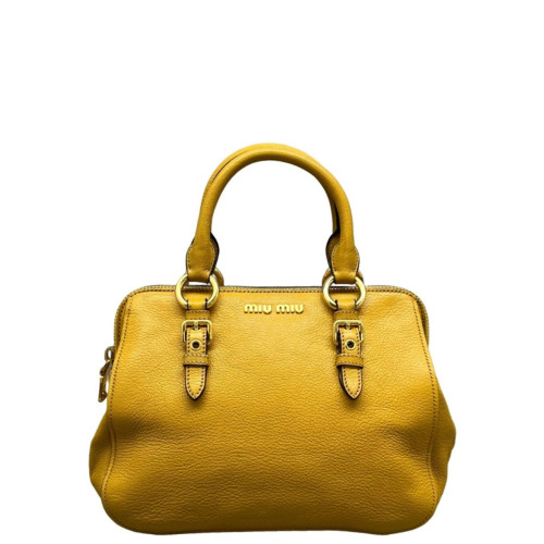 Miu Miu Two-Way Bag Grained Calfskin Yellow