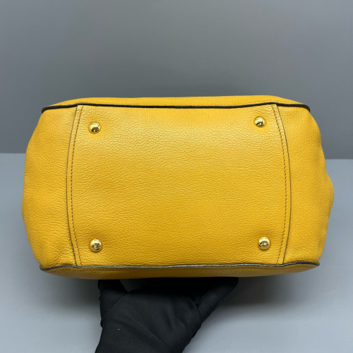 Miu Miu Two-Way Bag Grained Calfskin Yellow