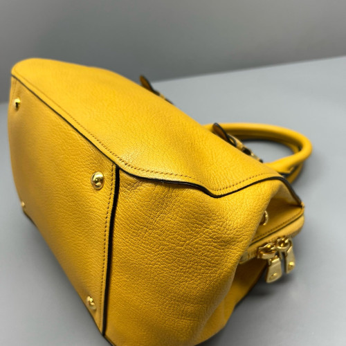 Miu Miu Two-Way Bag Grained Calfskin Yellow