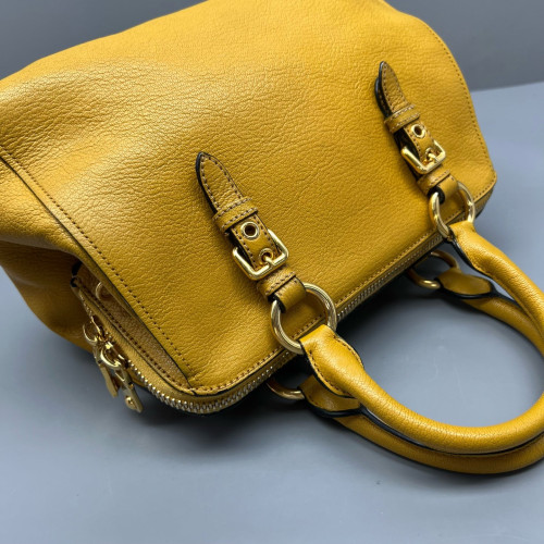 Miu Miu Two-Way Bag Grained Calfskin Yellow