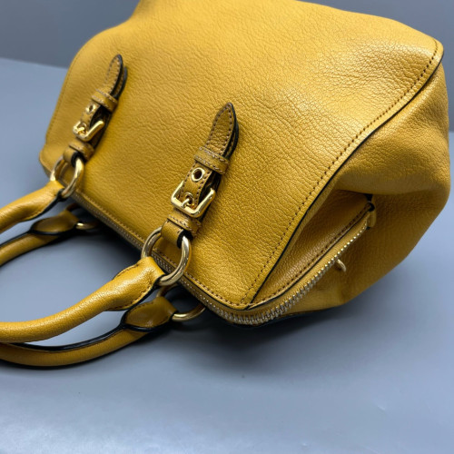 Miu Miu Two-Way Bag Grained Calfskin Yellow