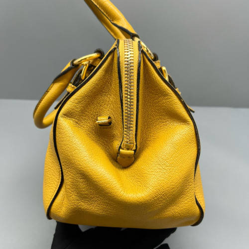Miu Miu Two-Way Bag Grained Calfskin Yellow