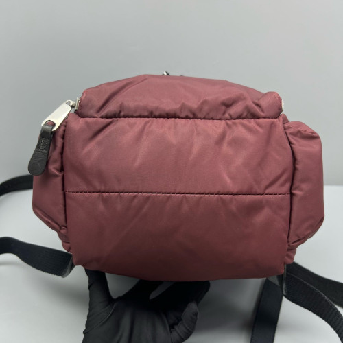 Burberry Medium Rucksack Backpack Nylon Calfskin Dark Red Black