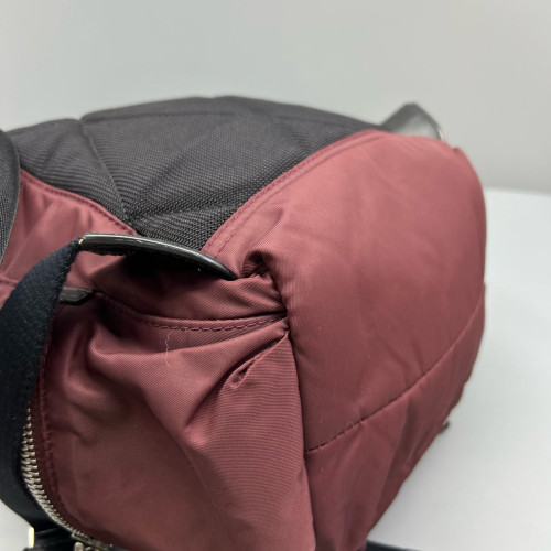 Burberry Medium Rucksack Backpack Nylon Calfskin Dark Red Black