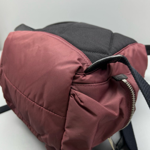 Burberry Medium Rucksack Backpack Nylon Calfskin Dark Red Black