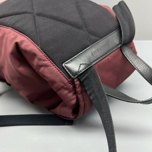 Burberry Medium Rucksack Backpack Nylon Calfskin Dark Red Black