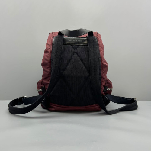 Burberry Medium Rucksack Backpack Nylon Calfskin Dark Red Black