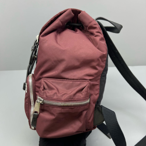 Burberry Medium Rucksack Backpack Nylon Calfskin Dark Red Black