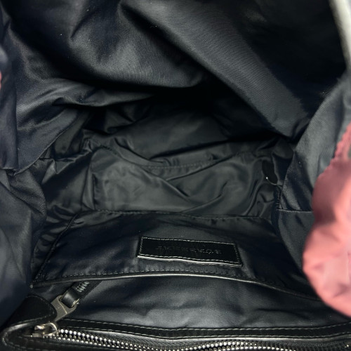 Burberry Medium Rucksack Backpack Nylon Calfskin Dark Red Black
