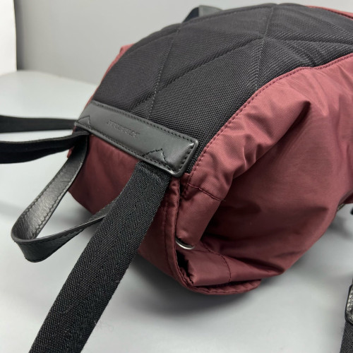 Burberry Medium Rucksack Backpack Nylon Calfskin Dark Red Black