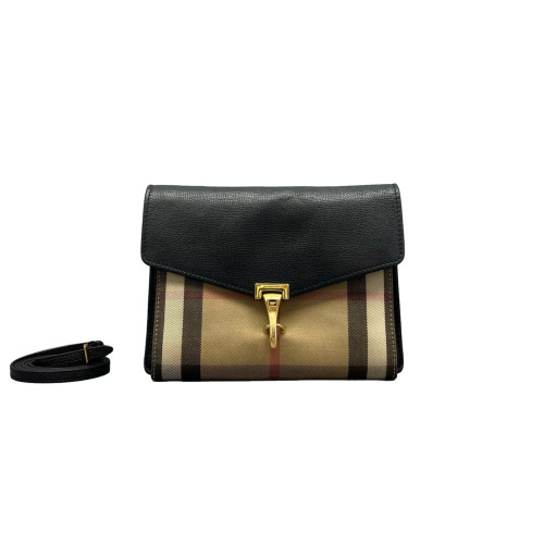 Burberry Small Macken Crossbody Bag Calfskin House Check Black Beige Khaki Burberry Small Macken Crossbody Bag Calfskin House Check Black Beige Khaki